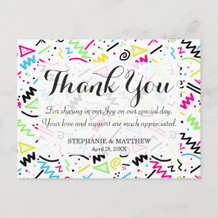 Retro 80's 90's Neon Pink Green Blue Yellow Doodle Postcard