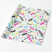 Retro 80's 90's Neon Pink Green Blue Yellow Doodle