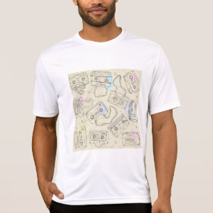 Retro 80s 90s Nostalgic Cassette Mix Tape Pattern T-Shirt
