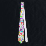 Retro 80's 90's Summer Beach Collage Pattern Tie<br><div class="desc">This cool and fun retro 80's and 90's summer watercolor collage pattern with palm trees, popsicles, sunglasses, lips, pineapples, surfboards, circles, doodles, and geometric triangles is perfect for the trendy and stylish individual. It's beachy and summery print is great for many gifts and occasions. Enjoy this hand painted and artsy...</div>