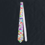 Retro 80's 90's Summer Beach Collage Pattern Tie<br><div class="desc">This cool and fun retro 80's and 90's summer watercolor collage pattern with palm trees, popsicles, sunglasses, lips, pineapples, surfboards, circles, doodles, and geometric triangles is perfect for the trendy and stylish individual. It's beachy and summery print is great for many gifts and occasions. Enjoy this hand painted and artsy...</div>