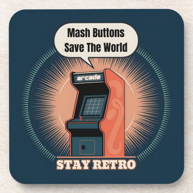 Retro 80s Arcade Gaming Nerdy Humour Coaster (Front)