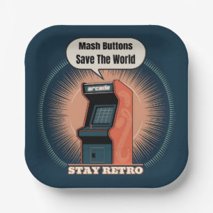 Retro 80s Arcade Gaming Nerdy Humour Paper Plate
