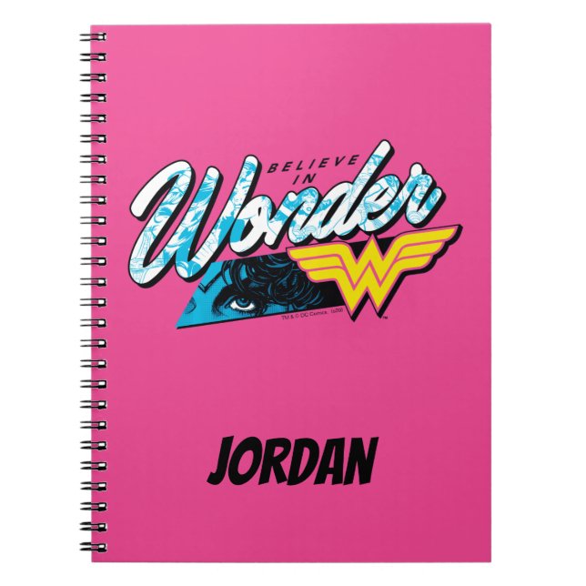 Retro 80's "Believe In Wonder" Graphic Notebook (Front)