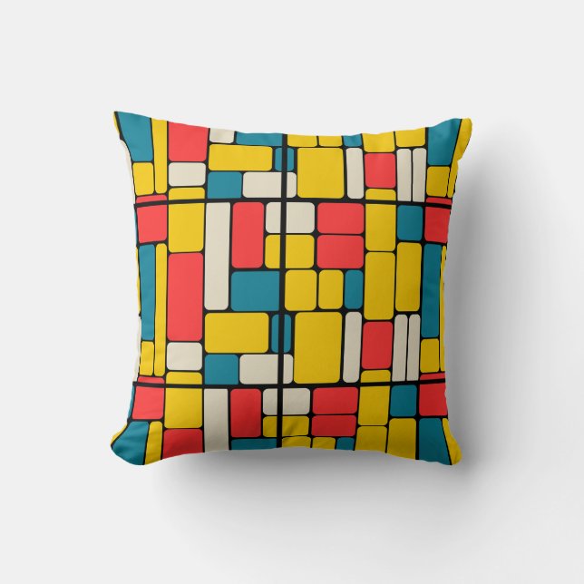 Retro 80s bold geometric modern bright cushion (Front)