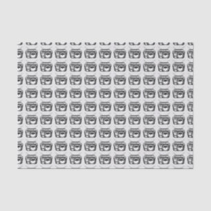 Retro 80s Boombox Grey Pattern  Tissue Paper