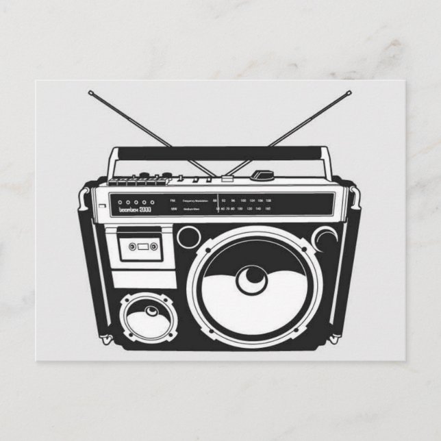 Retro 80s Boombox Grey Postcard (Front)