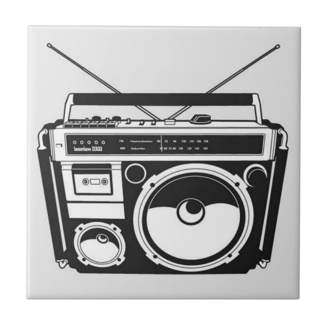 Retro 80s Boombox Grey Tile (Front)