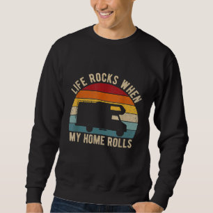 Retro 80s Camping Rv Camper Caravan Vintage Motorh Sweatshirt