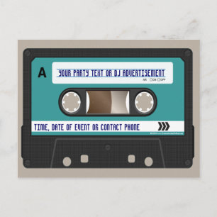 Retro 80s Cassette Mixtape Personalised Invitation Postcard