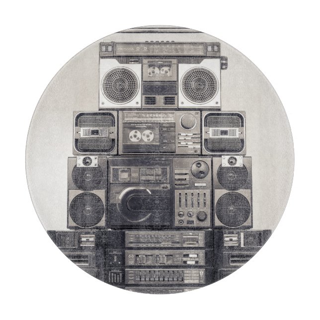Retro 80s Cassette Recorders Pattern. Cutting Board (Front)