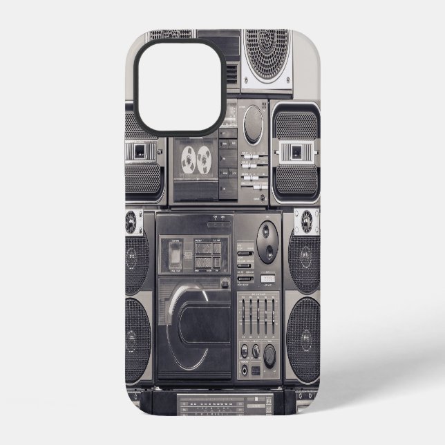 Retro 80s Cassette Recorders Pattern. iPhone Case (Back)