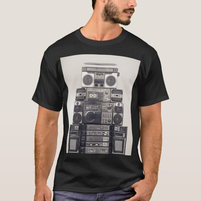 Retro 80s Cassette Recorders Pattern. T-Shirt (Front)