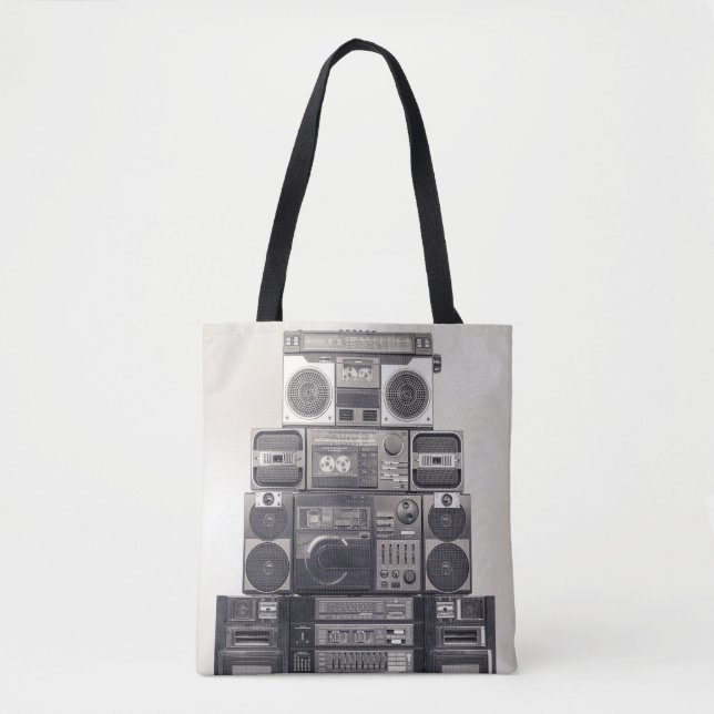 Retro 80s Cassette Recorders Pattern. Tote Bag (Front)