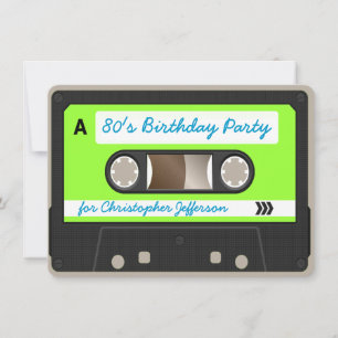 Retro 80s Cassette Tape Birthday Party Invitation