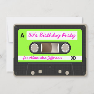 Retro 80s Cassette Tape Birthday Party Invitation