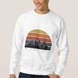 Retro 80s City Skyline Sunset Vintage Cityscape T- Sweatshirt