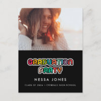 Retro 80s colorful graduation party photo