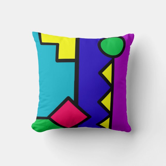 Retro 80s Colour Block Cushion (Front)