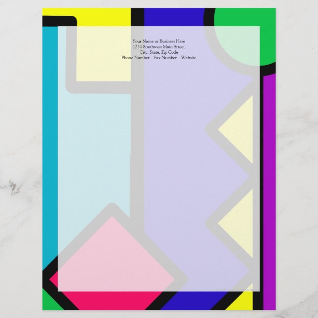 Retro 80s Colour Block Letterhead Design (Front)