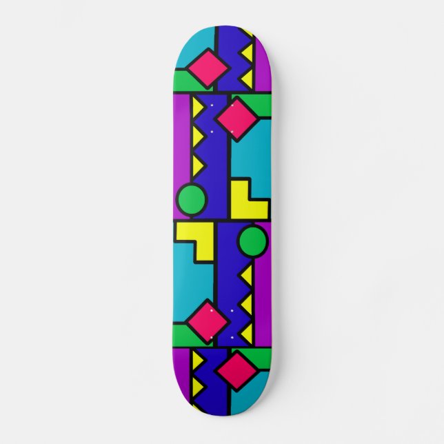 Retro 80s Colour Block Skateboard (Front)