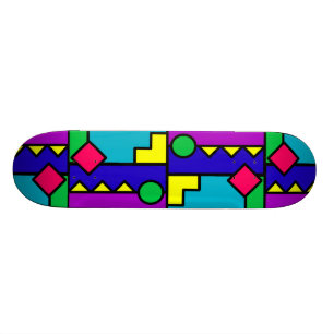 Retro 80s Colour Block Skateboard