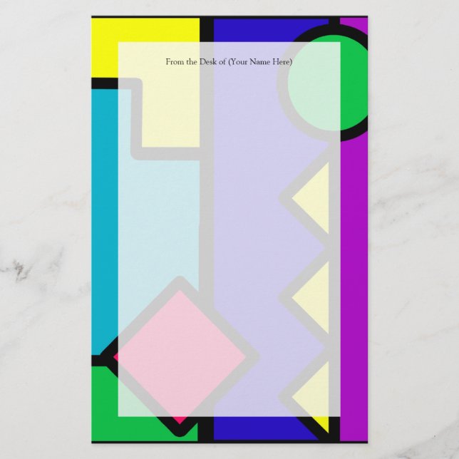 Retro 80s Colour Block Stationery (Front)