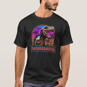 Retro 80s Colour Brothersaurus T Rex Dinosaur Fami T-Shirt