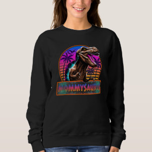 Retro 80s Colour Mommysaurus T Rex Dinosaur Family Sweatshirt
