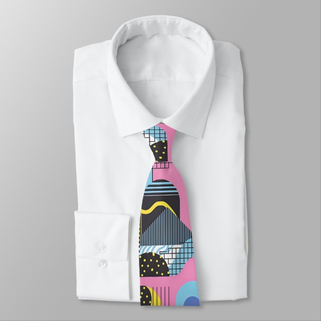 Retro 80s Custom Tie – Elegant Fashion (Tied)