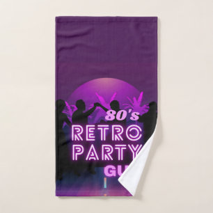 Retro 80s Disco Dance Party Neon Purple Funky  Bath Towel Set