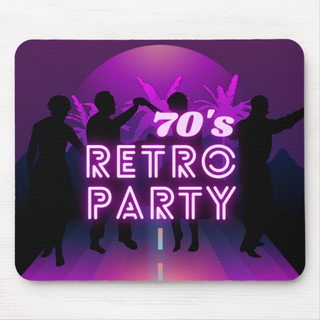 Retro 80s Disco Dance Party Neon Purple Funky Mouse Pad (Front)