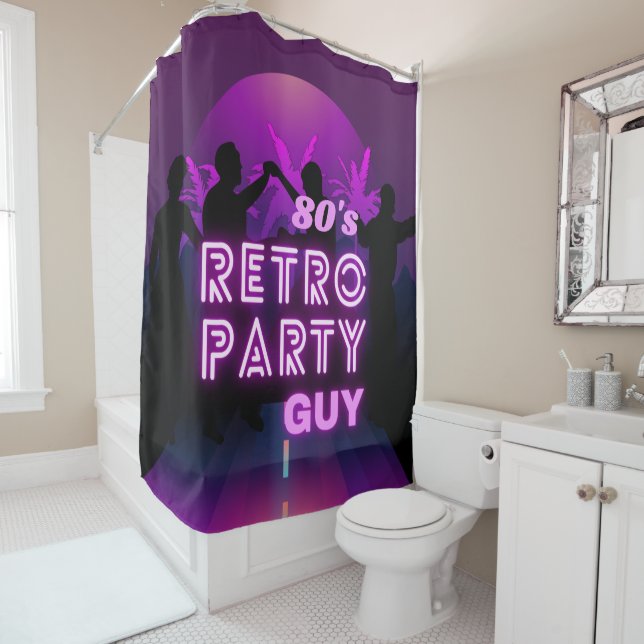 Retro 80s Disco Dance Party Neon Purple Funky  Shower Curtain (In Situ)