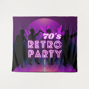 Retro 80s Disco Dance Party Neon Purple Funky Tapestry