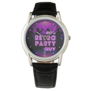 Retro 80s Disco Dance Party Neon Purple Funky Watch