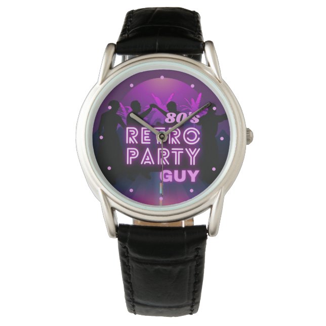Retro 80s Disco Dance Party Neon Purple Funky Watch (Front)