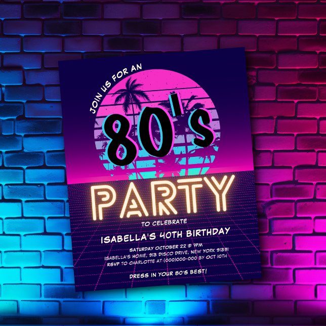 Retro 80's Disco Party Birthday Budget Invitation (Creator Uploaded)
