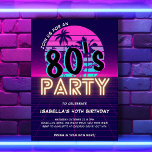 Retro 80's Disco Party Birthday Invitation<br><div class="desc">Are you looking for the perfect invitations to celebrate your upcoming 80's themed birthday party? Look no further than our fun retro 80's Disco Party invitations! With a retro 80's electronic light effect background and a stylish retro sunset with palms in deep pinks and midnight blue colours, with the words...</div>