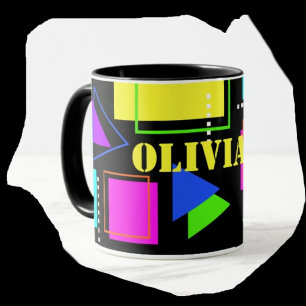 RETRO 80s FASHION NEON FLUORO BOLD GEOMETRIC PRINT Mug
