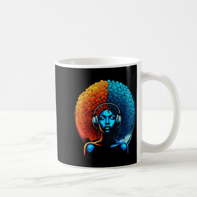 Retro 80s Funk Afro Girl Disco Soul African Americ Coffee Mug (Right)
