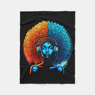 Retro 80s Funk Afro Girl Disco Soul African Americ Fleece Blanket