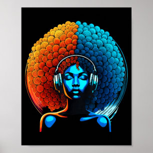 Retro 80s Funk Afro Girl Disco Soul African Americ Poster