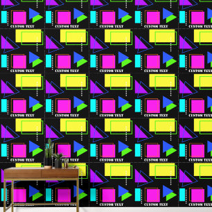 RETRO 80S FUNKY BRIGHT COLORFUL FLUORO PATTERN WALLPAPER