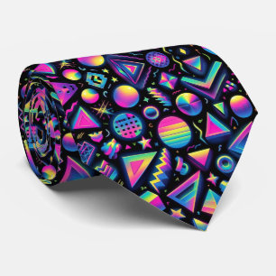 Retro 80s Funky Shapes Neon Neck Tie