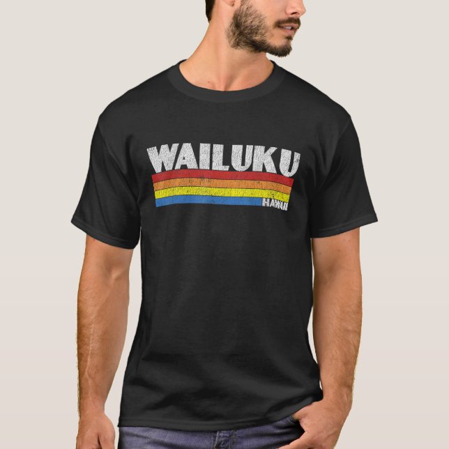 Retro 80s Hawaii HI Souvenir Wailuku T-Shirt (Front)