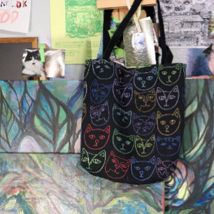 Retro 80s Kitties Tote Bag