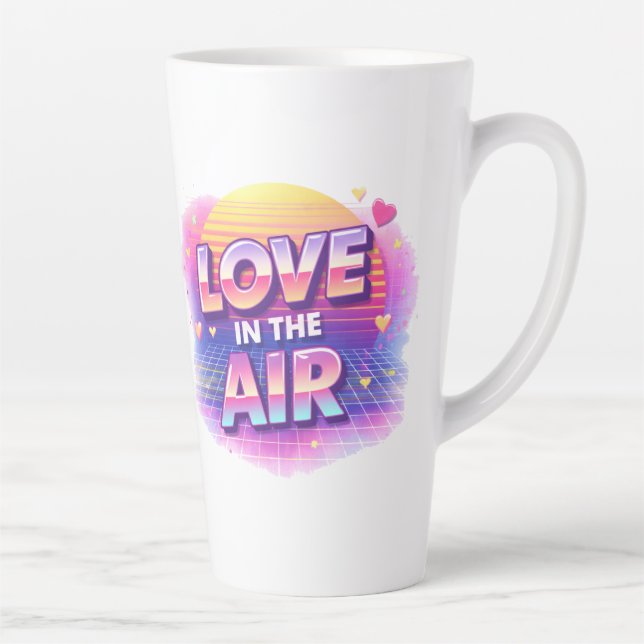  Retro 80's Love In The Air Valentine Lover Candle Latte Mug (Right)