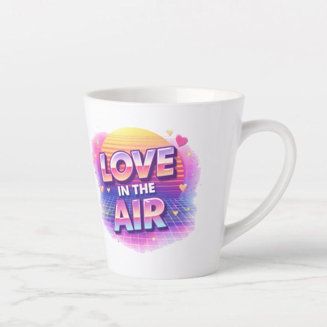  Retro 80's Love In The Air Valentine Lover Candle Latte Mug (Right)