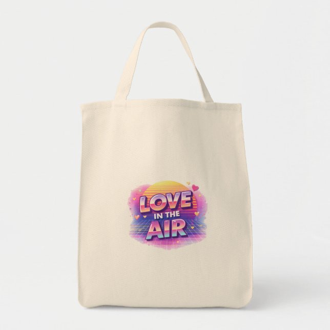  Retro 80's Love In The Air Valentine Lover Candle Tote Bag (Front)