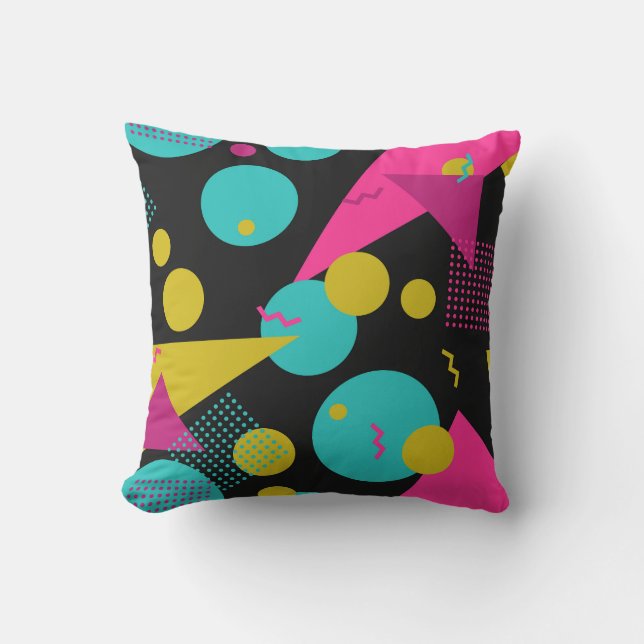 Retro 80s Memphis Geometric Design Cushion (Front)